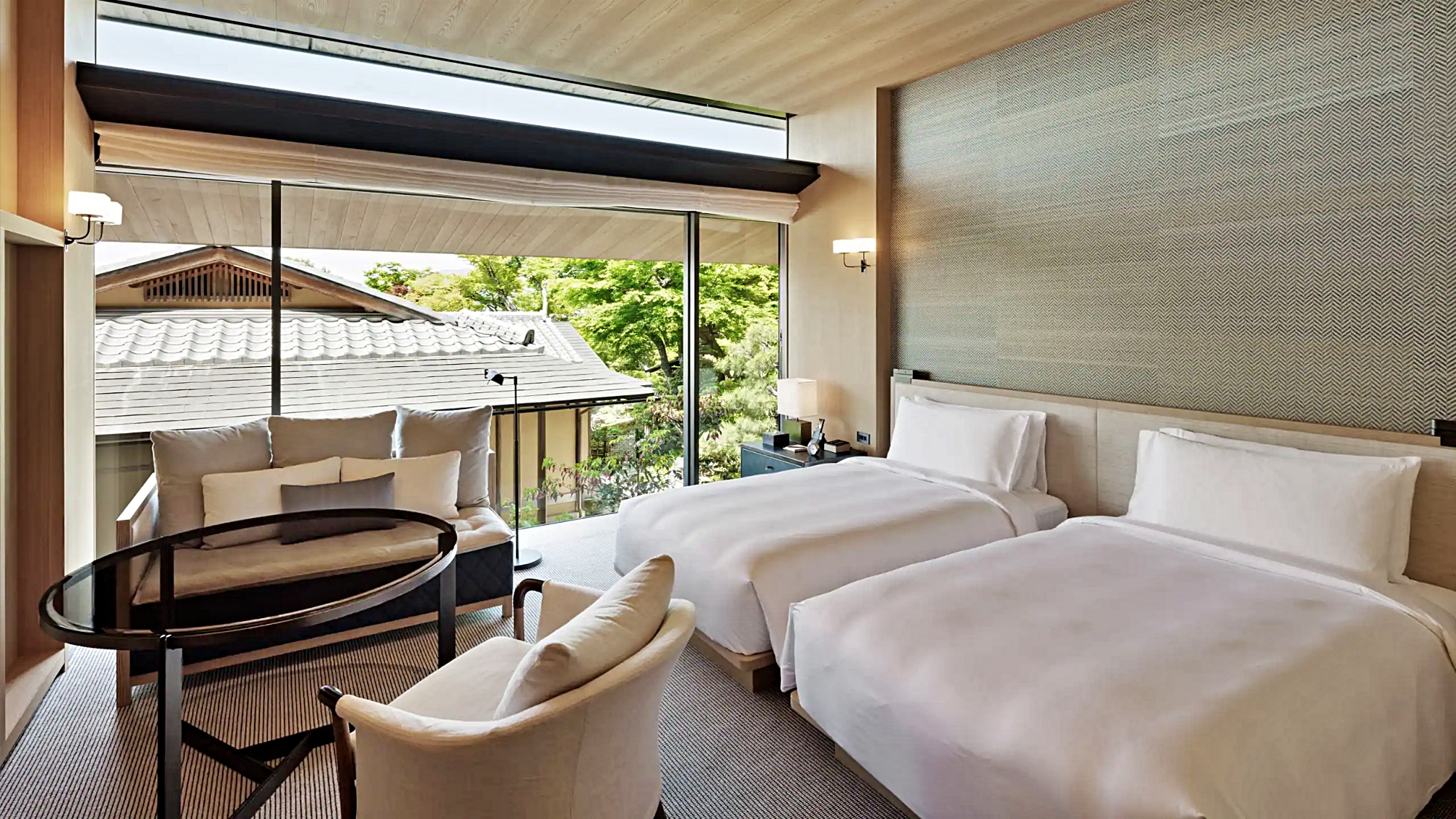 투 트윈 베드 가든 뷰